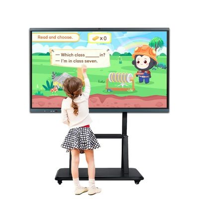 Taşınabilir LCD Etkileşimli Düz Panel 86 Inç Akıllı Kara Tahta Öğretim İçin