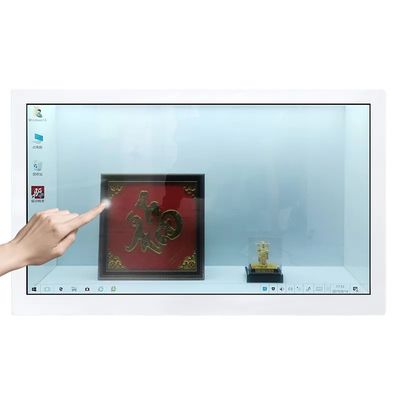 32 Inç Şeffaf LCD Vitrin TFT Yüksek Parlaklık Dokunmatik Ekran Kabineti