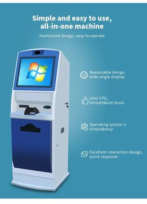19 İnç Dokunmatik Ekranlı Self Servis Kiosk, Kimlik Kartı Okuyucu ve A4 Yazıcılı