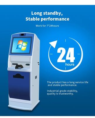 Kimlik Kartı Okuyucu A4 Baskıcısı ile 19 Inch Kendine Hizmet Ekranı Dokunmatik Kiosk Terminal