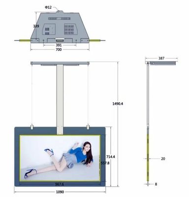 55 İnç Çift Ekran Yüksek Parlaklıkta Reklam Ekranı LCD Oynatıcı, 1500 Nit Parlaklık