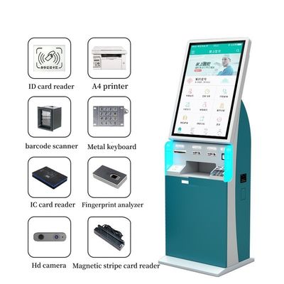 A5 yazıcısı ve barkod tarayıcısı olan 32 inçlik dokunmatik ekranlı kiosk