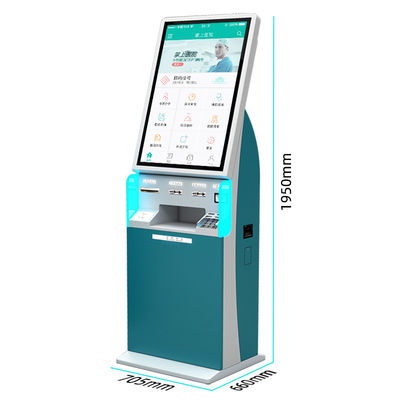A5 yazıcısı ve barkod tarayıcısı olan 32 inçlik dokunmatik ekranlı kiosk
