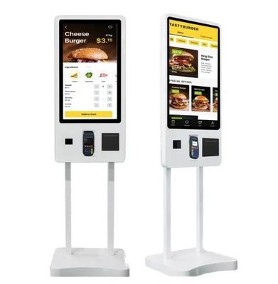 Kiosk Yazılım Zemin Kalkan Kendi Kendine Yiyecek Sipariş Makinesi Dokunmatik Ekran Kiosk