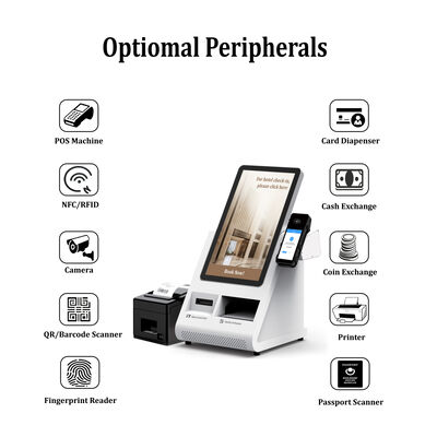 Oteller için pasaport tarayıcısı ve kart dağıtıcısı olan Android POS Self Check-in Kiosk