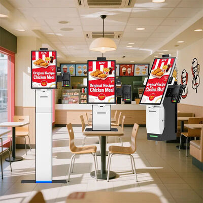 Hızlı yemek restoranları için 10 noktalı kapasitif dokunuş ve birden fazla arayüzü olan 32 inçlik kendi kendine sipariş veren kiosk