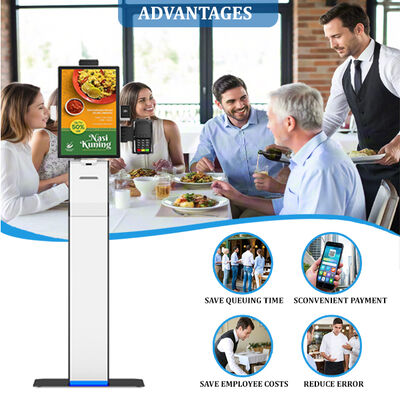Fast Food Self Checkin Kiosk, Restoranlar için kapasitif dokunmatik 10 nokta ekranı 1920X1080 çözünürlüğü ve yüz tanıma ile