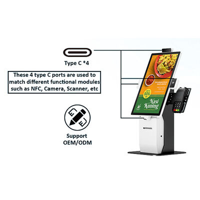 Fast Food Self Checkin Kiosk, Restoranlar için kapasitif dokunmatik 10 nokta ekranı 1920X1080 çözünürlüğü ve yüz tanıma ile