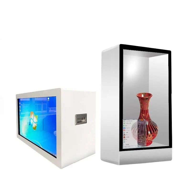 1920x1080 çözünürlüğü ve 10 Nokta Dokunmatik Ekran Ekran Kabineti ile 55 Inch Şeffaf LCD Vitrin