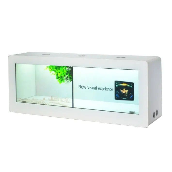 Kapasitatif Dokunma ve 1x2 Splicing Duvar LCD Ekran Dolabı ile 55 Inch Şeffaf LCD Vitrin