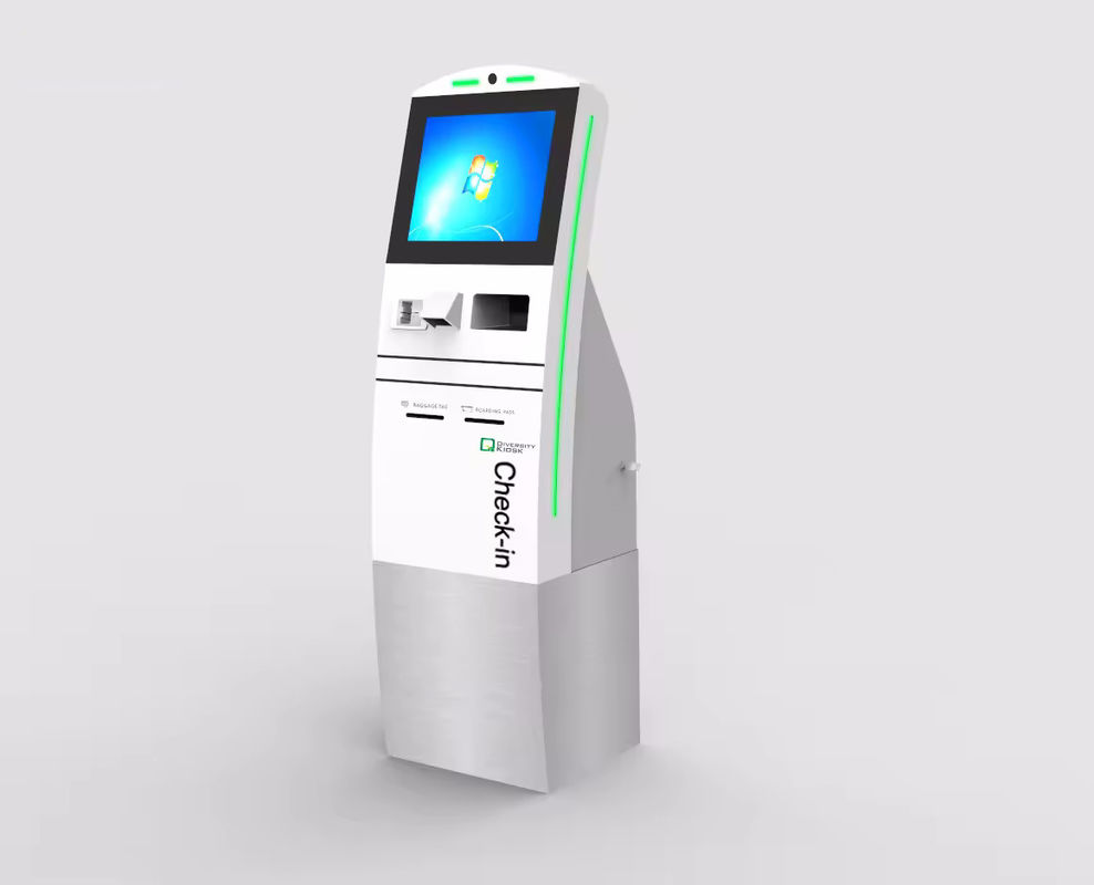 Dokunmatik ekranlı kiosk barkod tarayıcı ve kredi/debet/mobil ödeme ile kendi kendine hizmet veren POS sistemi