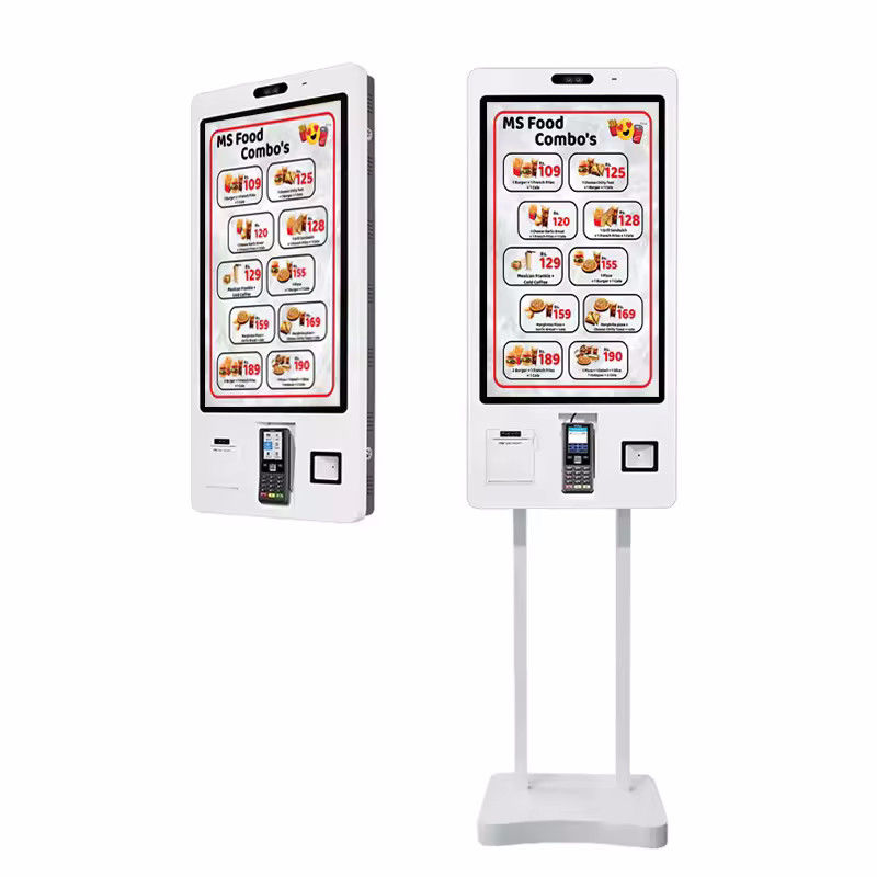 Duvara Monte veya Masaüstü Kendinden Sipariş Kiosku, Dahili 1D/2D Tarayıcı ve 22/24/32 inç LCD Ekranlı